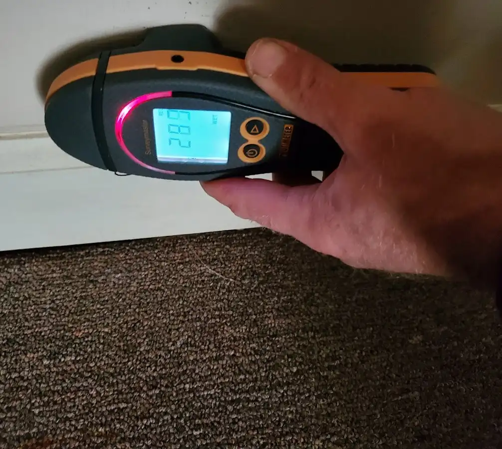 Moisture detection at baseboard during Sewage Cleanup & Sanitation in Ellwood City